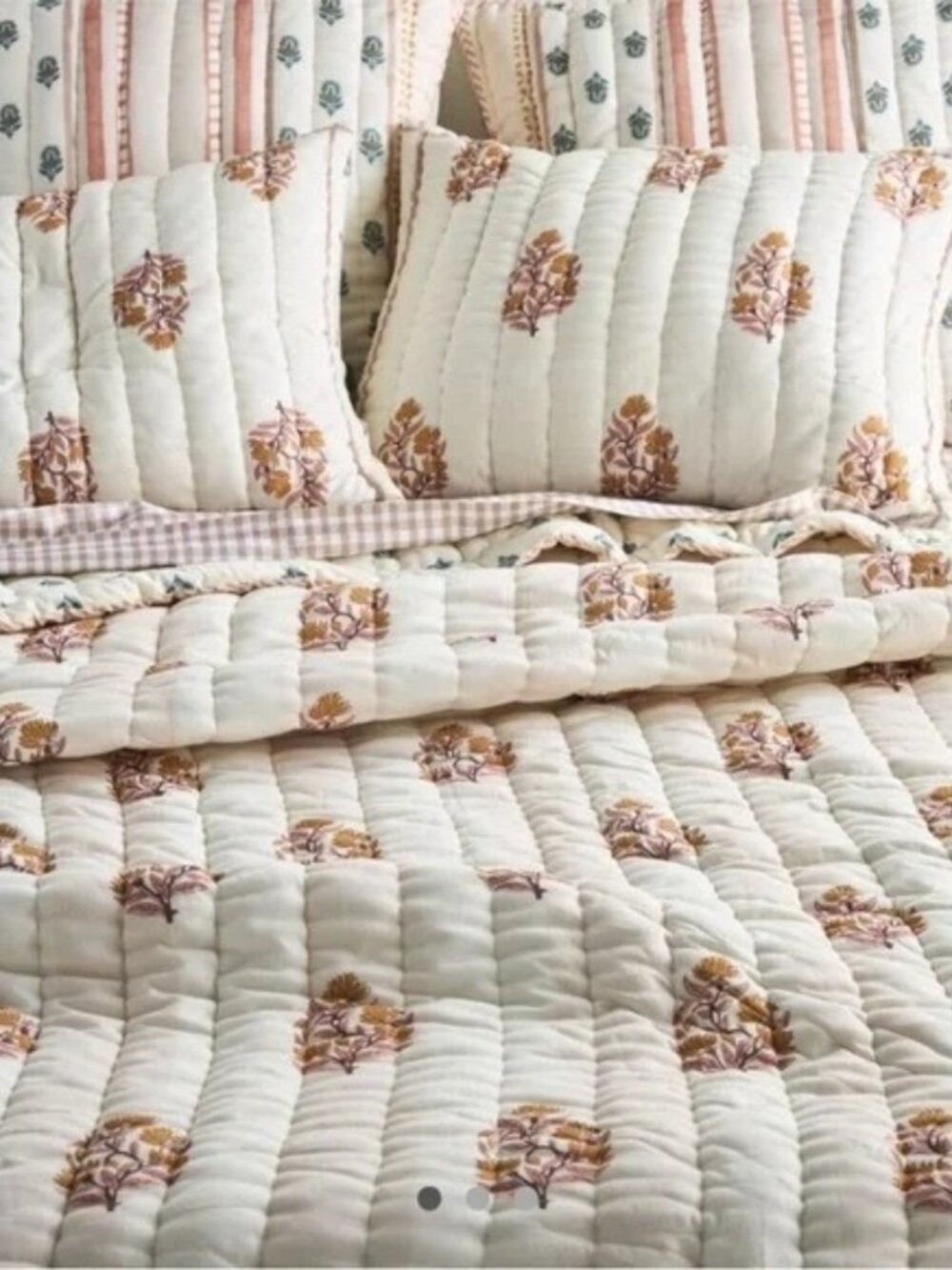Anthropologie Khira Printed Cotton Voile Floral King Quilt Comforter Luxury